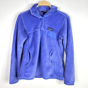 Womens Patagonia Polartec Re-Tool Snap T Fleece‎ Purple Pullover Sweater Size S
